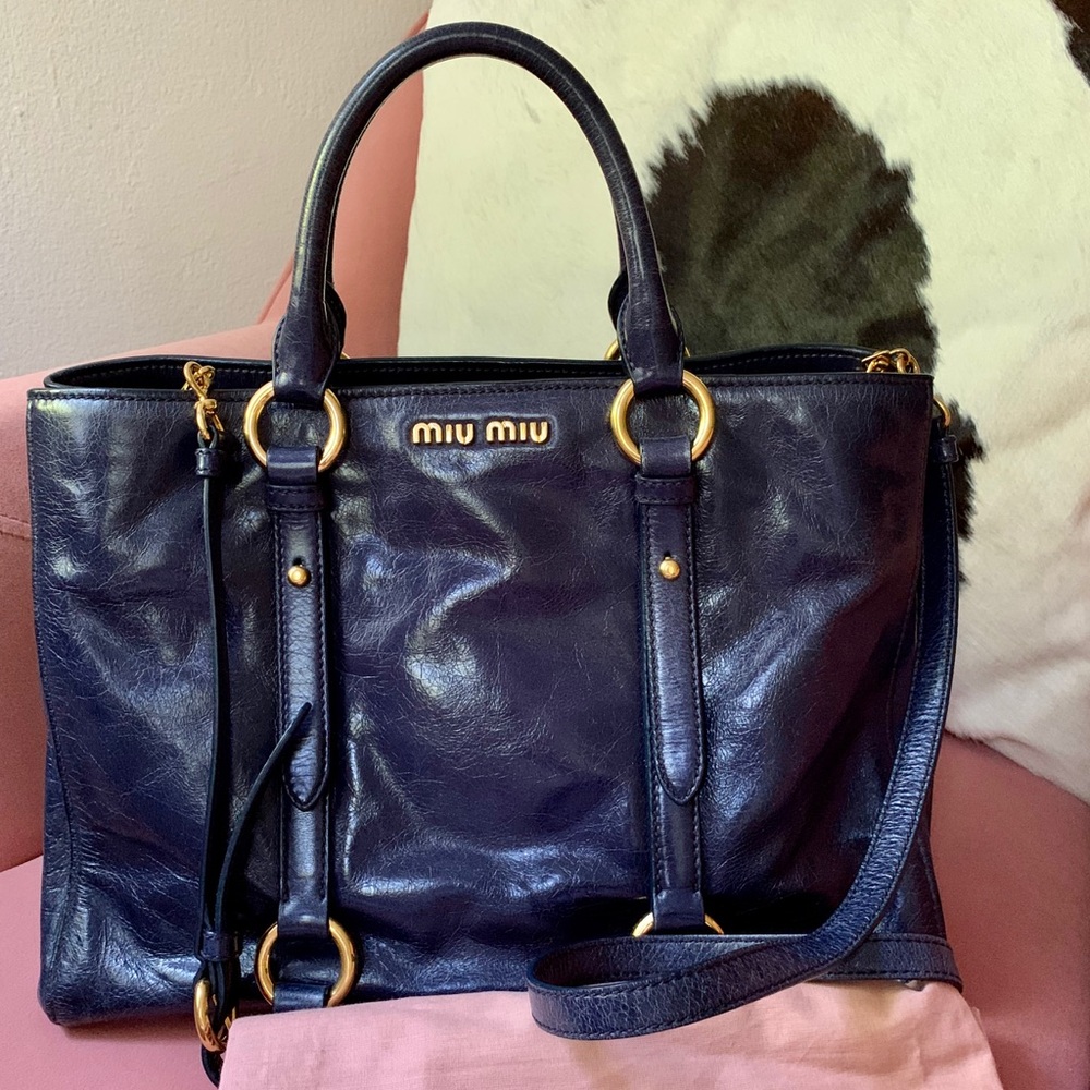 $2680 🌟 MIU MIU BY PRADA VITELLO LUX TOTE Handbag